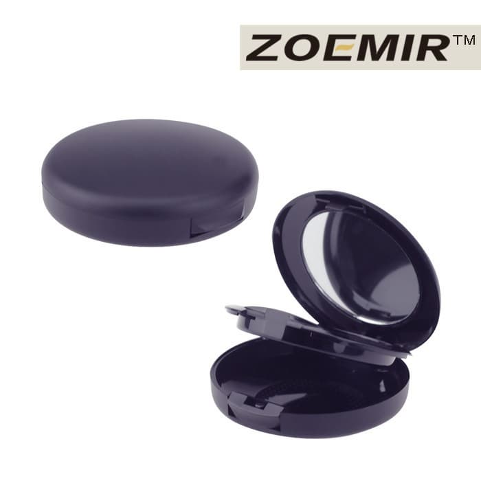 Round compact powder case luxury black compact powder case
